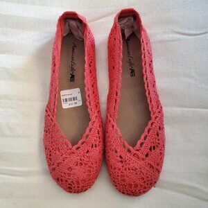 American Eagle Lace Flats Coral Colour NEW (8)
